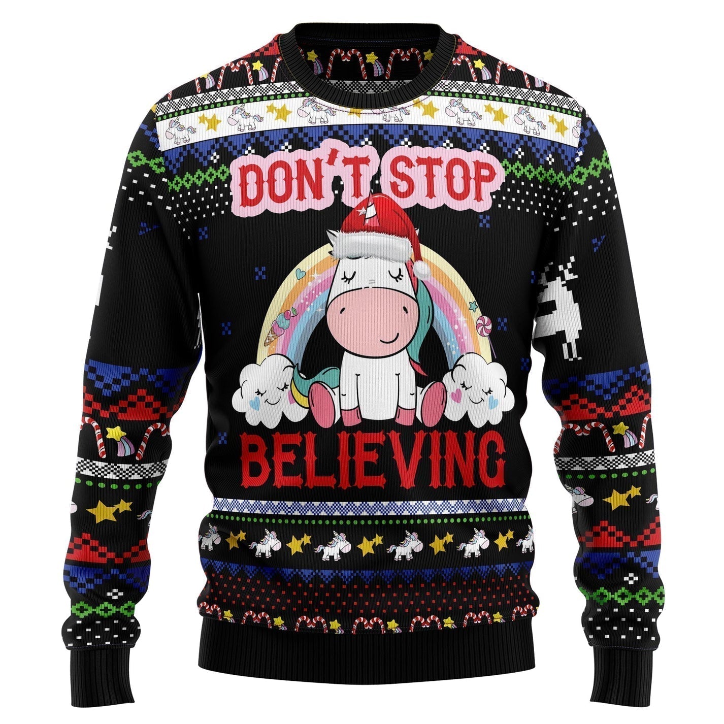 Unicorn Believing Christmas Ugly Christmas Sweater For Men & Women Christmas Gift Sweater US3327 - WeCustomit