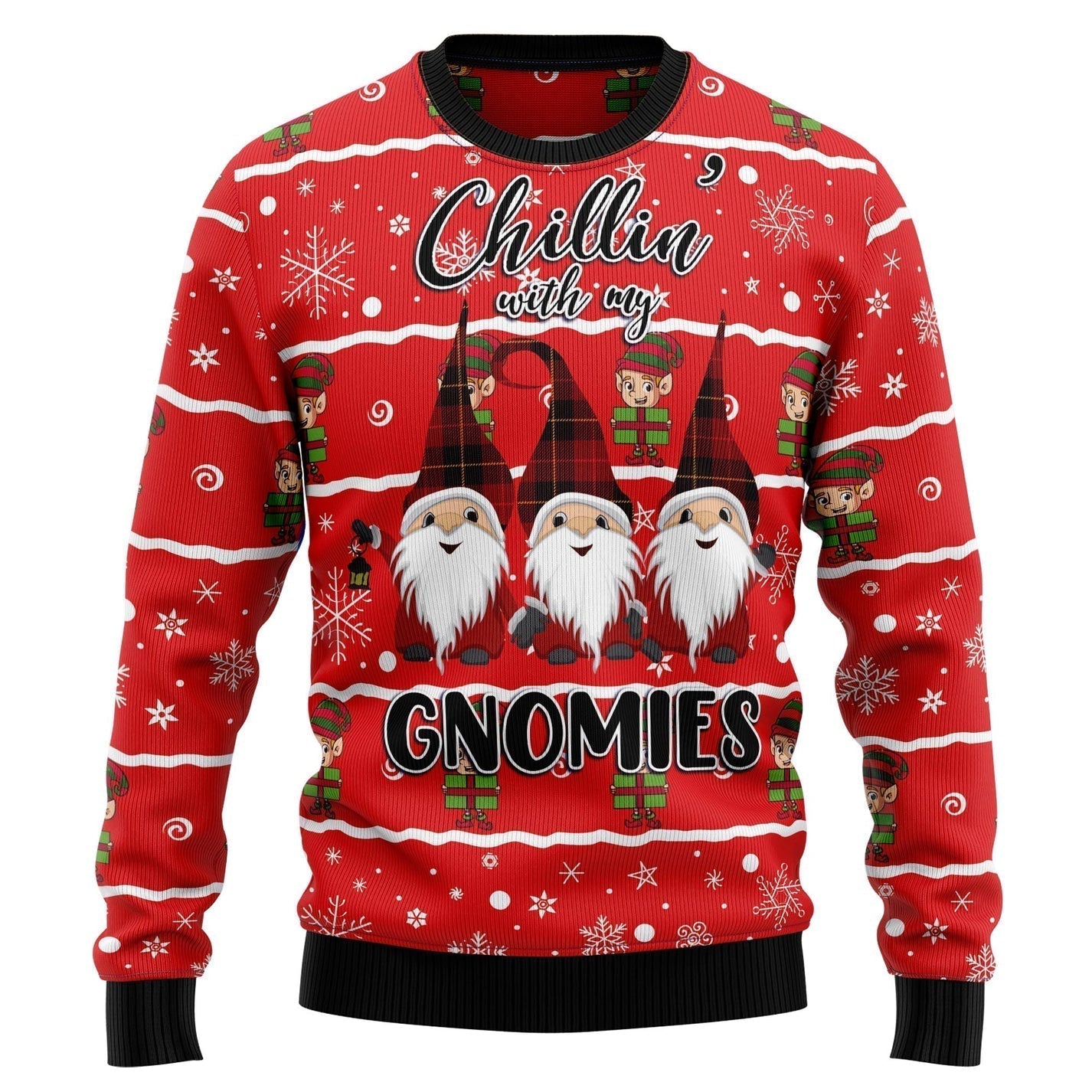 Chillin With My Gnomies Ugly Christmas Sweater For Men & Women Christmas Gift Sweater US3307 - WeCustomit