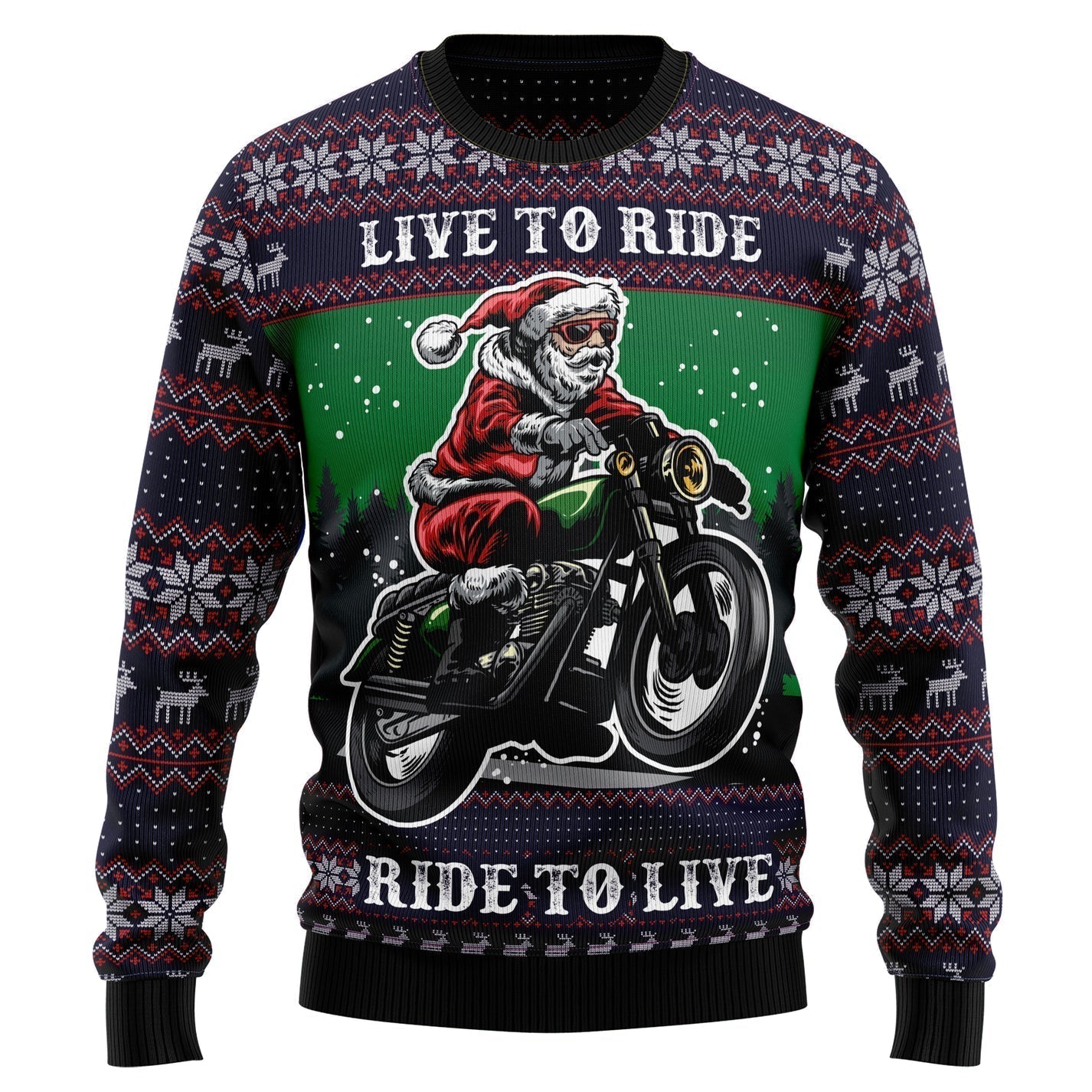 Santa Claus Riding A Motorbike Ugly Christmas Sweater For Men & Women Christmas Gift Sweater US1504 - WeCustomit