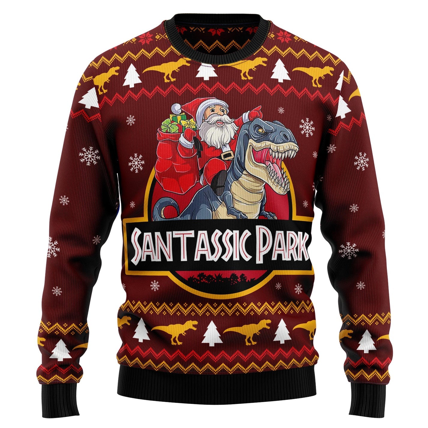 Santa and T-rex Ugly Christmas Sweater For Men & Women Christmas Gift Sweater US3515 - WeCustomit