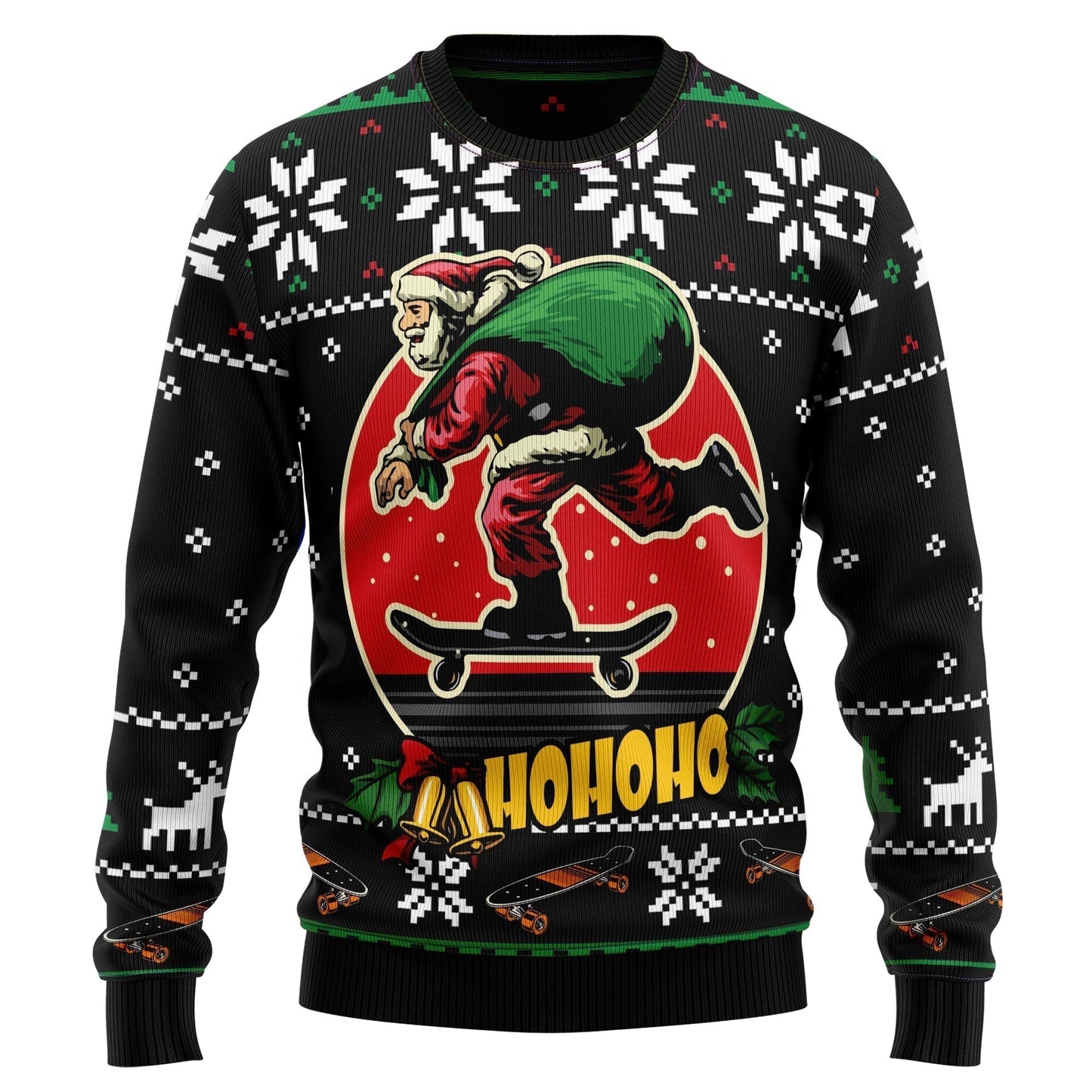 Santa Claus Skateboard Ugly Christmas Sweater For Men & Women Christmas Gift Sweater US2397 - WeCustomit