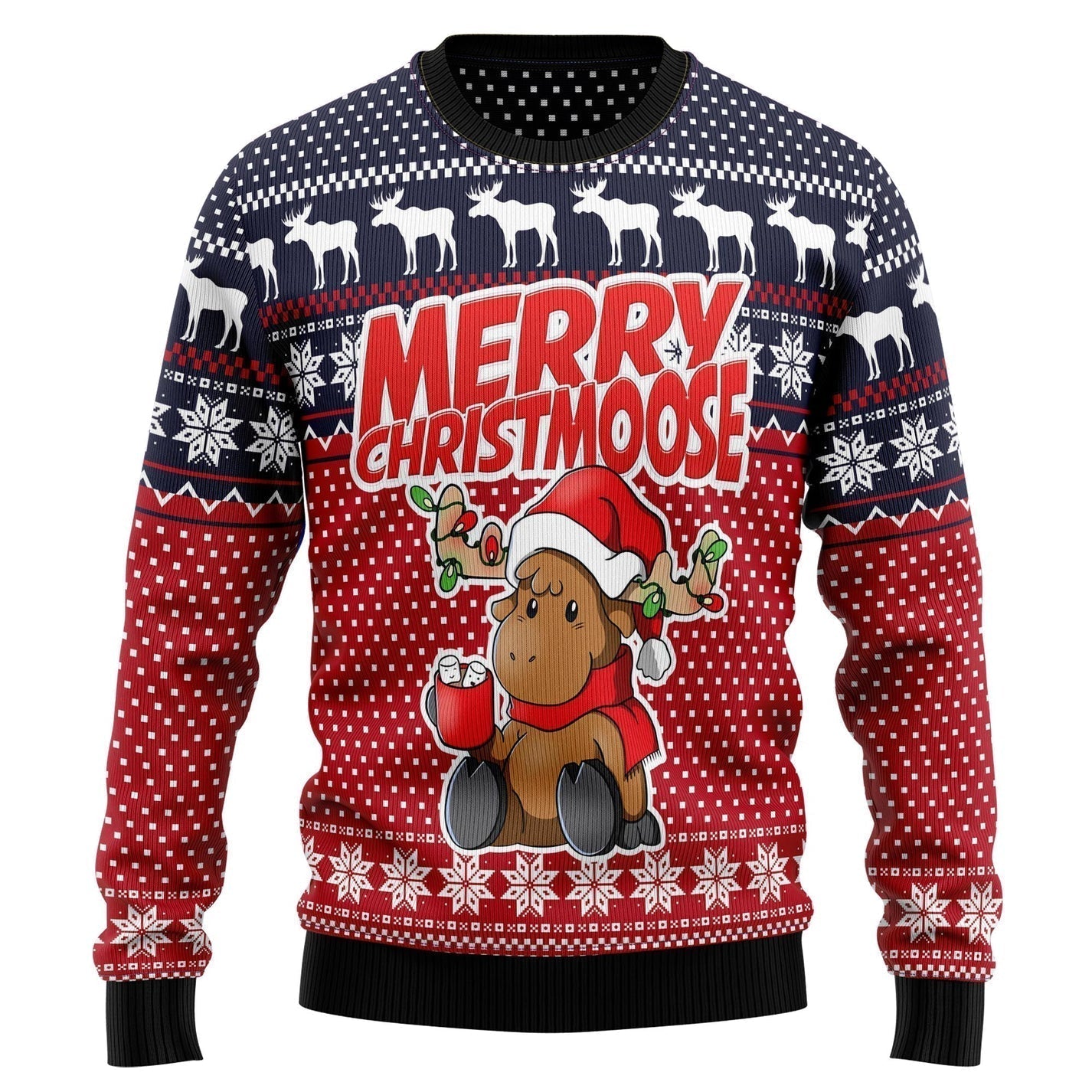 Moose Merry Ugly Christmas Sweater For Men & Women Christmas Gift Sweater US3165 - WeCustomit