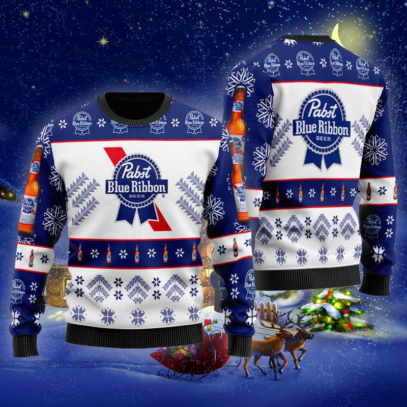 Pabst Blue Ribbon Xmas Ugly Sweater - WeCustomit