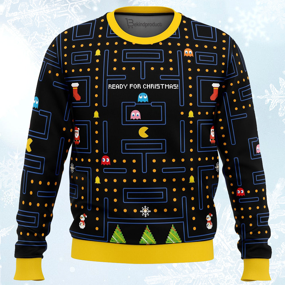 Pac Man Ready for Christmas Ugly Christmas Sweater For Men & Women Christmas Gift Sweater PT107 - WeCustomit