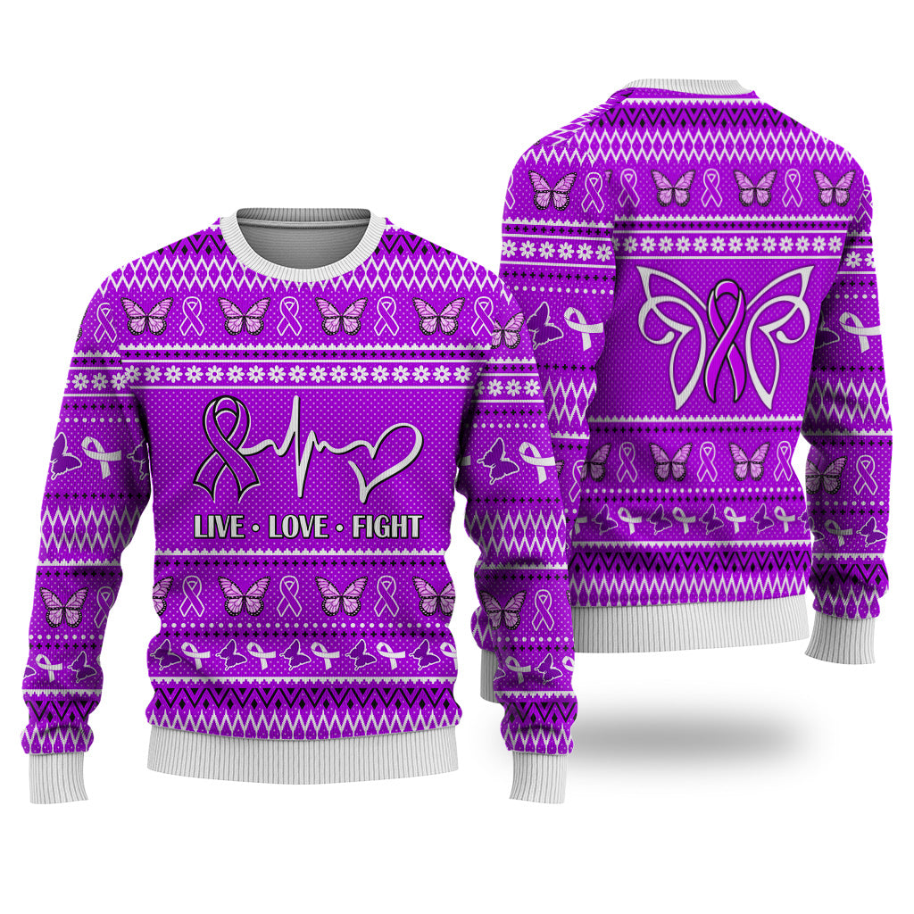 Pancreatic Cancer Christmas Sweatshirt Nordic Seamless Knitted Sweater - Print Fashion Sweatshirt For Everyone - WeCustomit