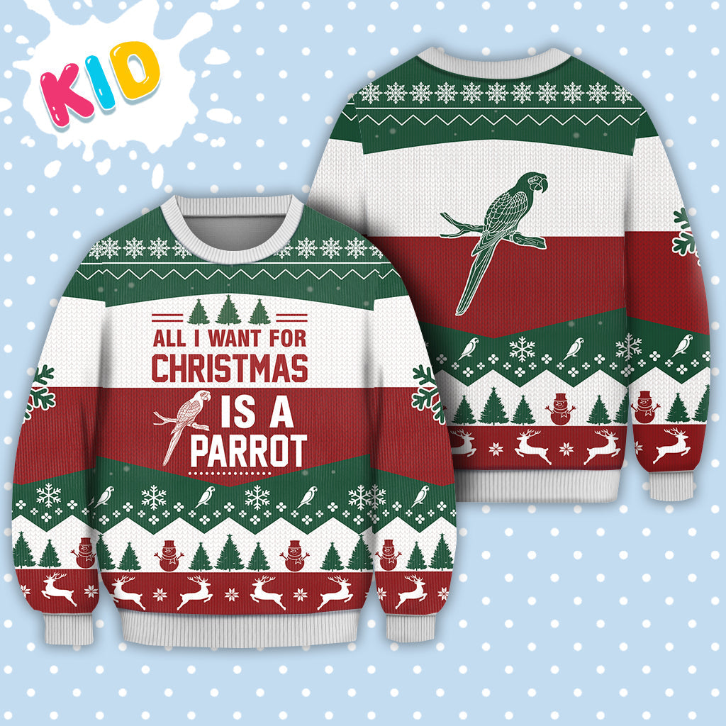Parrots All I want for Christmas Sweater Christmas Knitted Print Sweatshirt - Best Gift For Christmas, Noel - Christmas Signature - WeCustomit