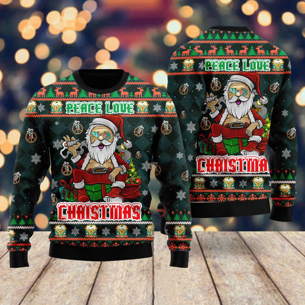 Peace Love Hippie Santa Claus Ugly Christmas Sweater For Men & Women Christmas Gift Sweater US1796 - WeCustomit