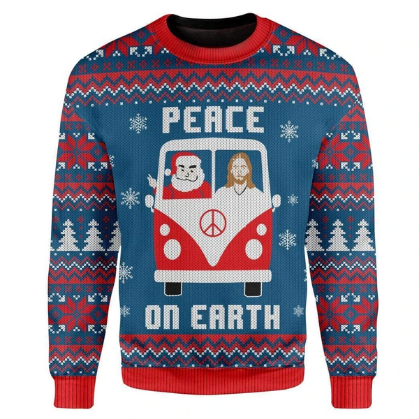 Peace On Earth Ugly Christmas Sweater For Men & Women Christmas Gift Sweater US1789 - WeCustomit