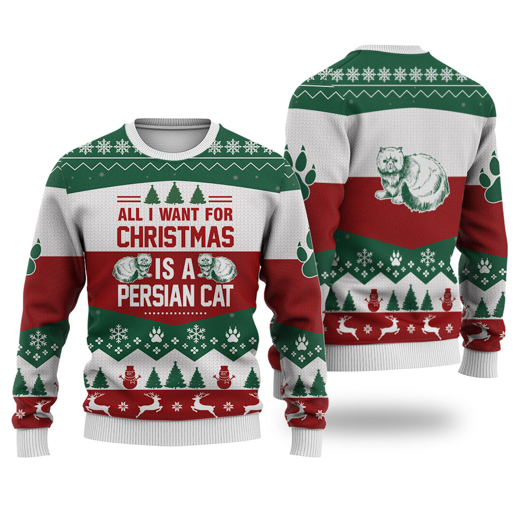 Persian Cat All I Want For Christmas Sweater Christmas Knitted Print Sweatshirt - Best Gift For Christmas, Noel - Christmas Signature - WeCustomit