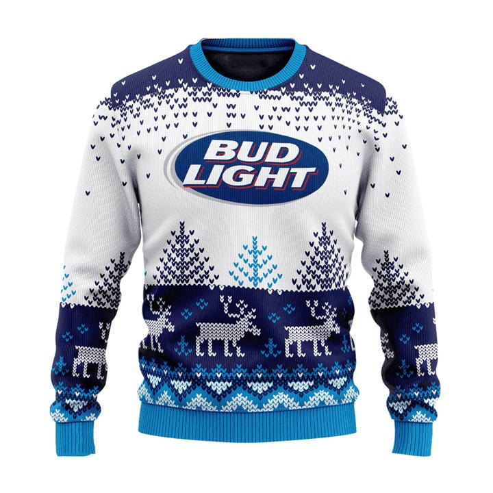 Personalized Bud Light Reindeer Christmas Ugly Sweater - WeCustomit