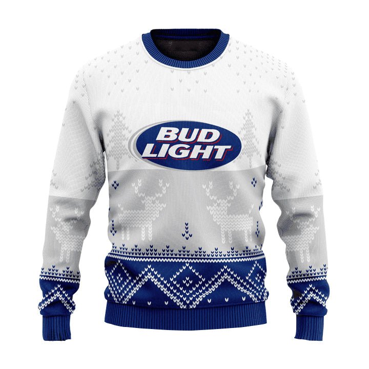 Personalized Bud Light Winter Reindeer Ugly Sweater - WeCustomit