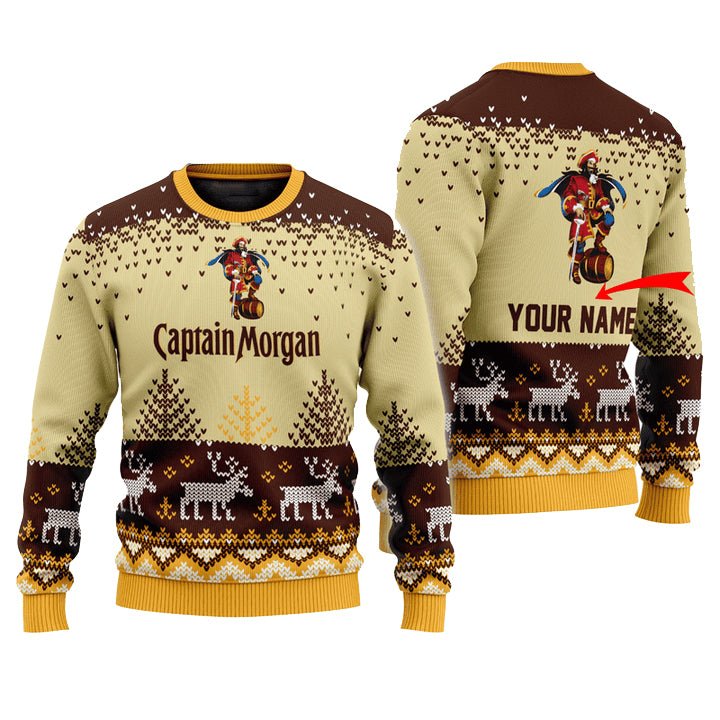 Personalized Captain Morgan Reindeer Christmas Ugly Sweater - WeCustomit
