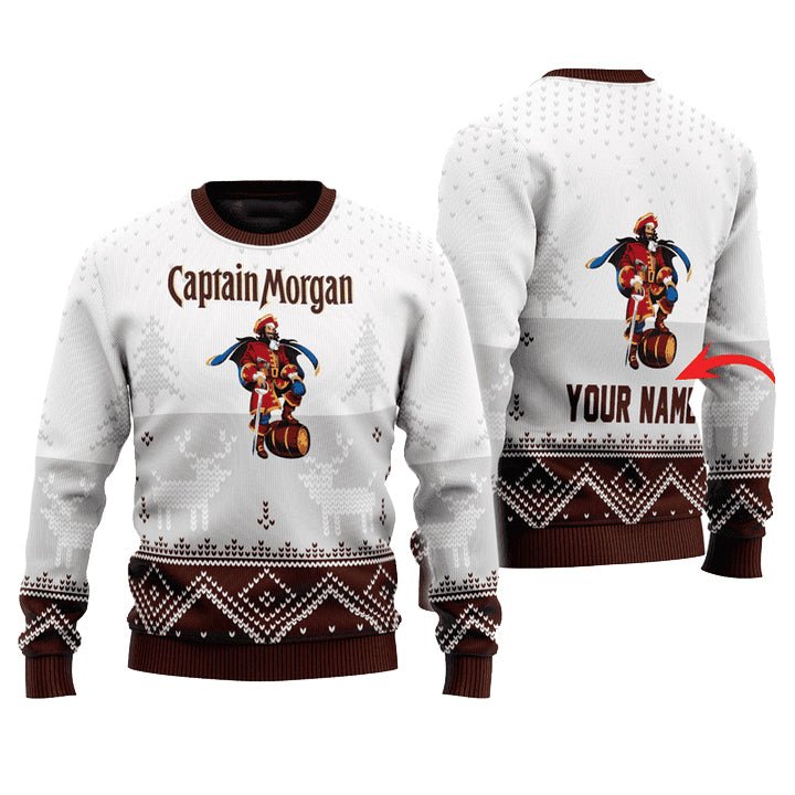 Personalized Captain Morgan Winter Reindeer Ugly Sweater - WeCustomit