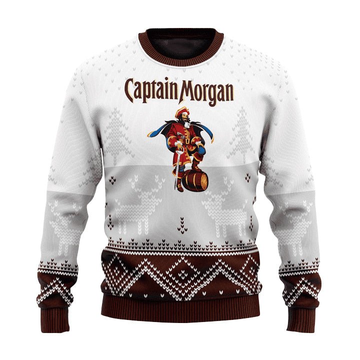Personalized Captain Morgan Winter Reindeer Ugly Sweater - WeCustomit