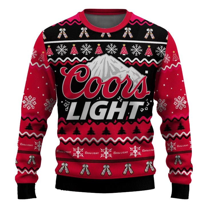 Personalized Coors Light Pine Tree Snowing Christmas Ugly Sweater - WeCustomit