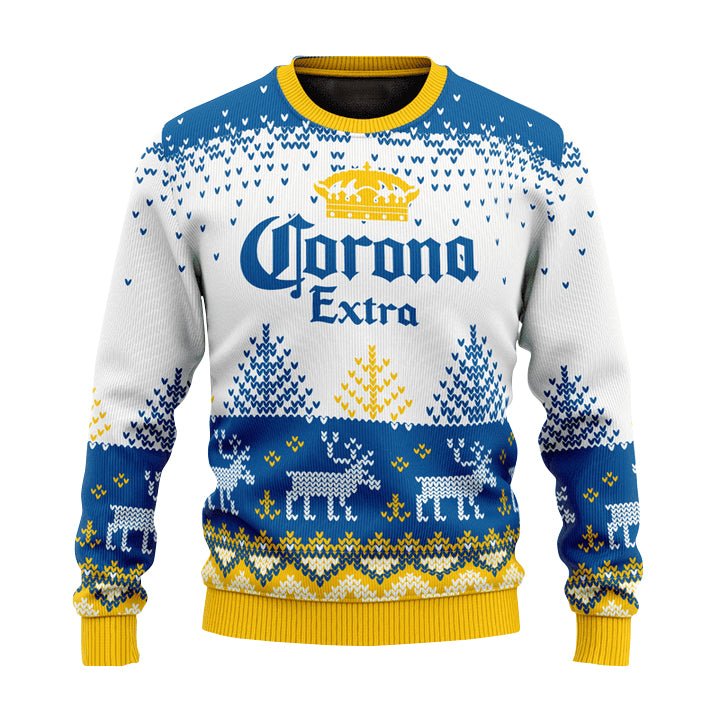 Personalized Corona Extra Reindeer Christmas Ugly Sweater - WeCustomit