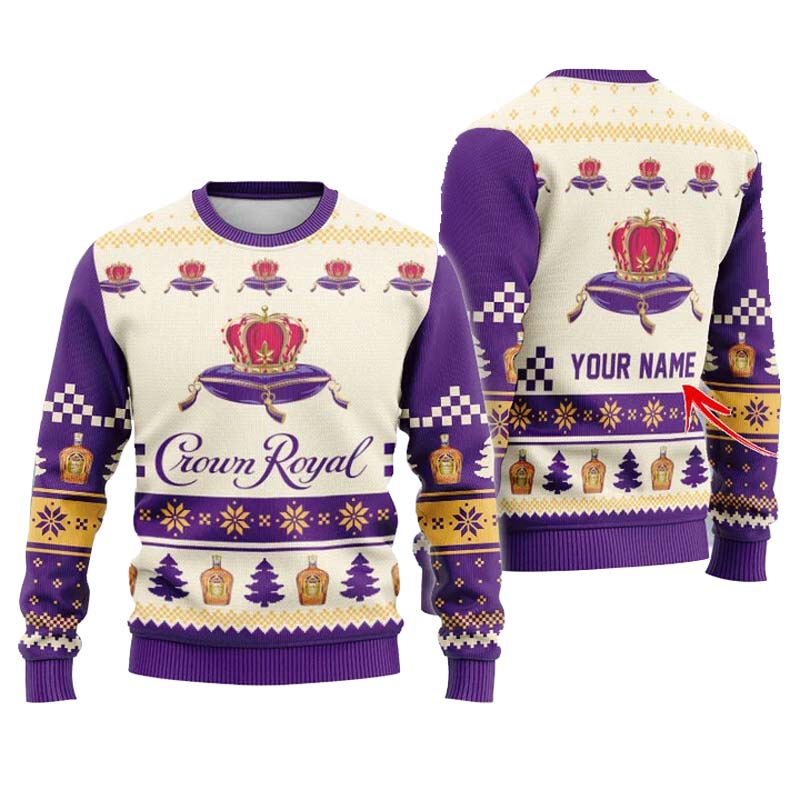 Personalized Crown Royal Christmas Star Ugly Sweater - WeCustomit