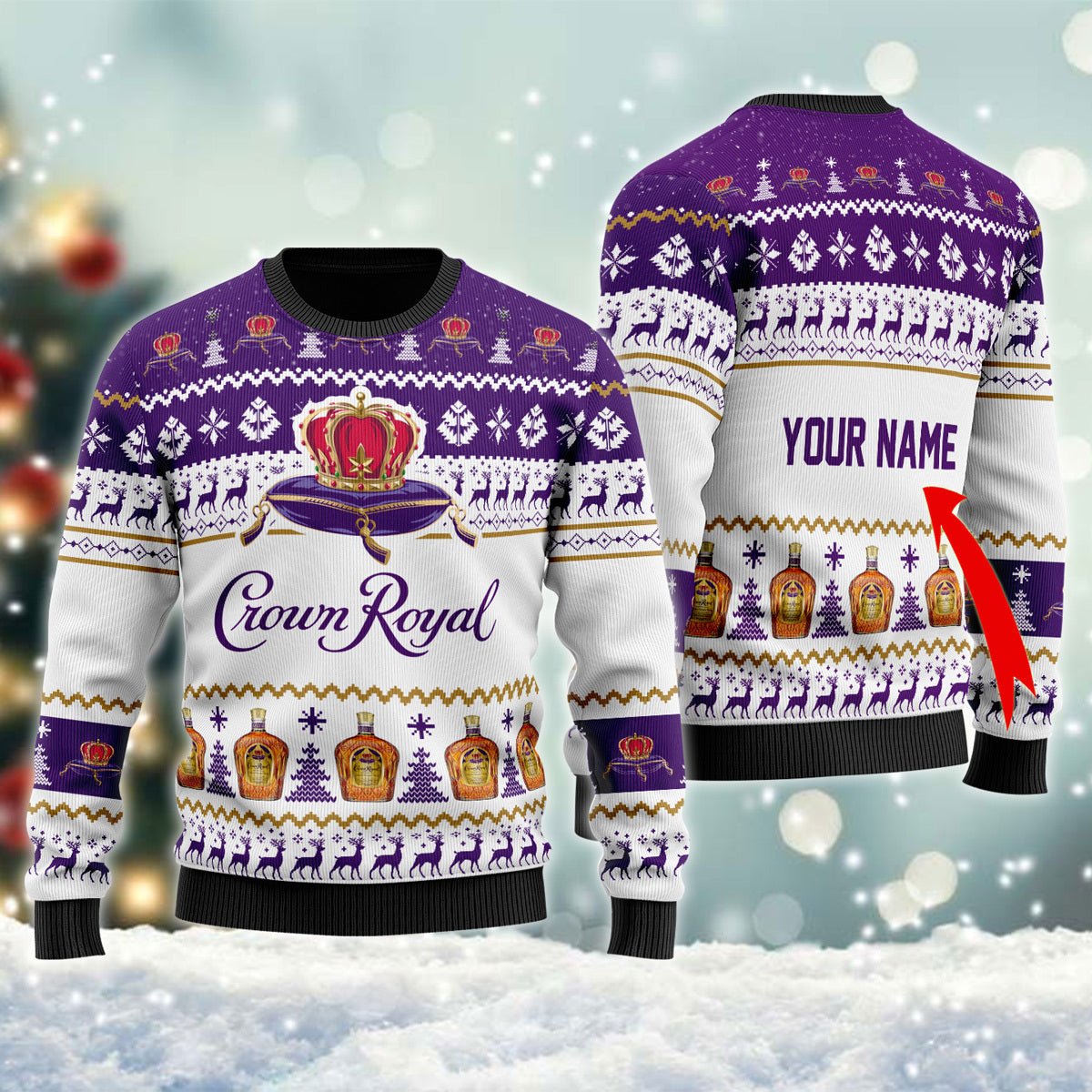 Personalized Crown Royal Christmas Ugly Sweater - WeCustomit
