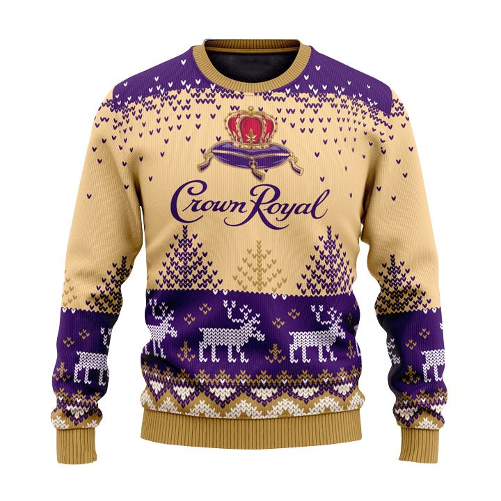 Personalized Crown Royal Reindeer Christmas Ugly Sweater - WeCustomit
