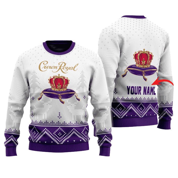 Personalized Crown Royal Winter Reindeer Ugly Sweater - WeCustomit