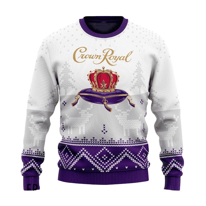 Personalized Crown Royal Winter Reindeer Ugly Sweater - WeCustomit
