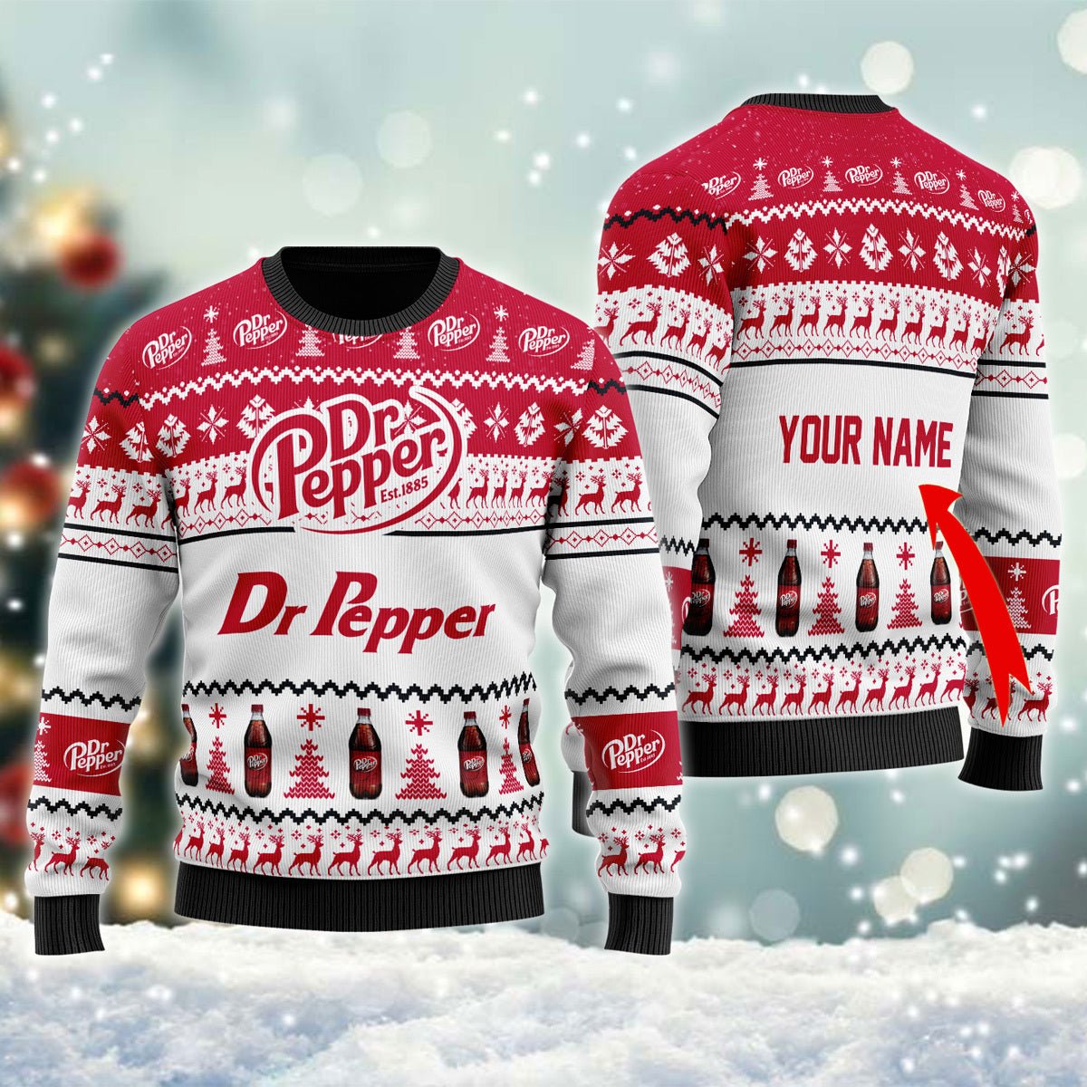 Personalized Dr Pepper Christmas Ugly Sweater - WeCustomit