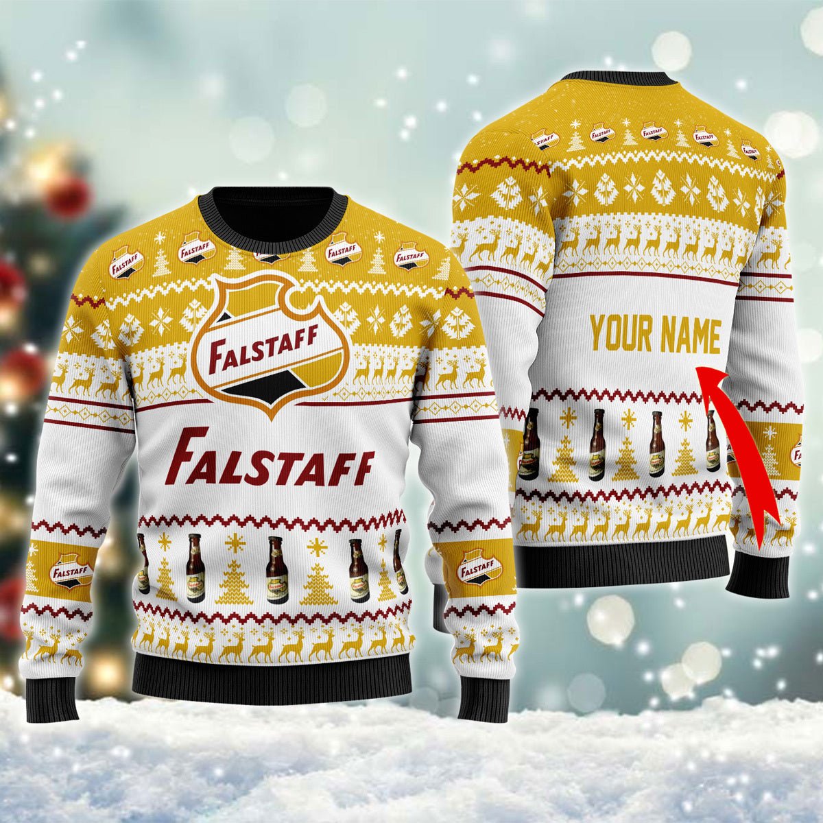 Personalized Falstaff Christmas Ugly Sweater - WeCustomit