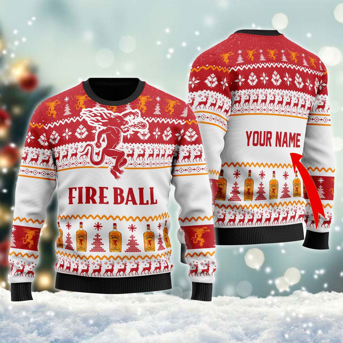 Personalized Fireball Christmas Ugly Sweater - WeCustomit
