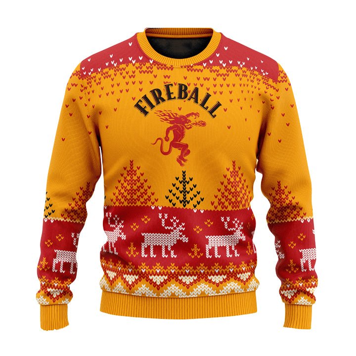 Personalized Fireball Reindeer Christmas Ugly Sweater - WeCustomit