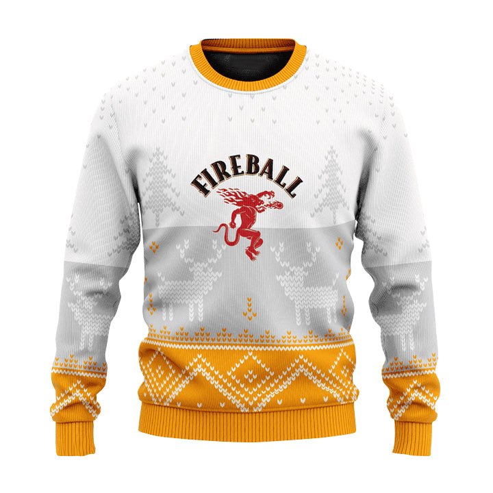 Personalized Fireball Winter Reindeer Ugly Sweater - WeCustomit