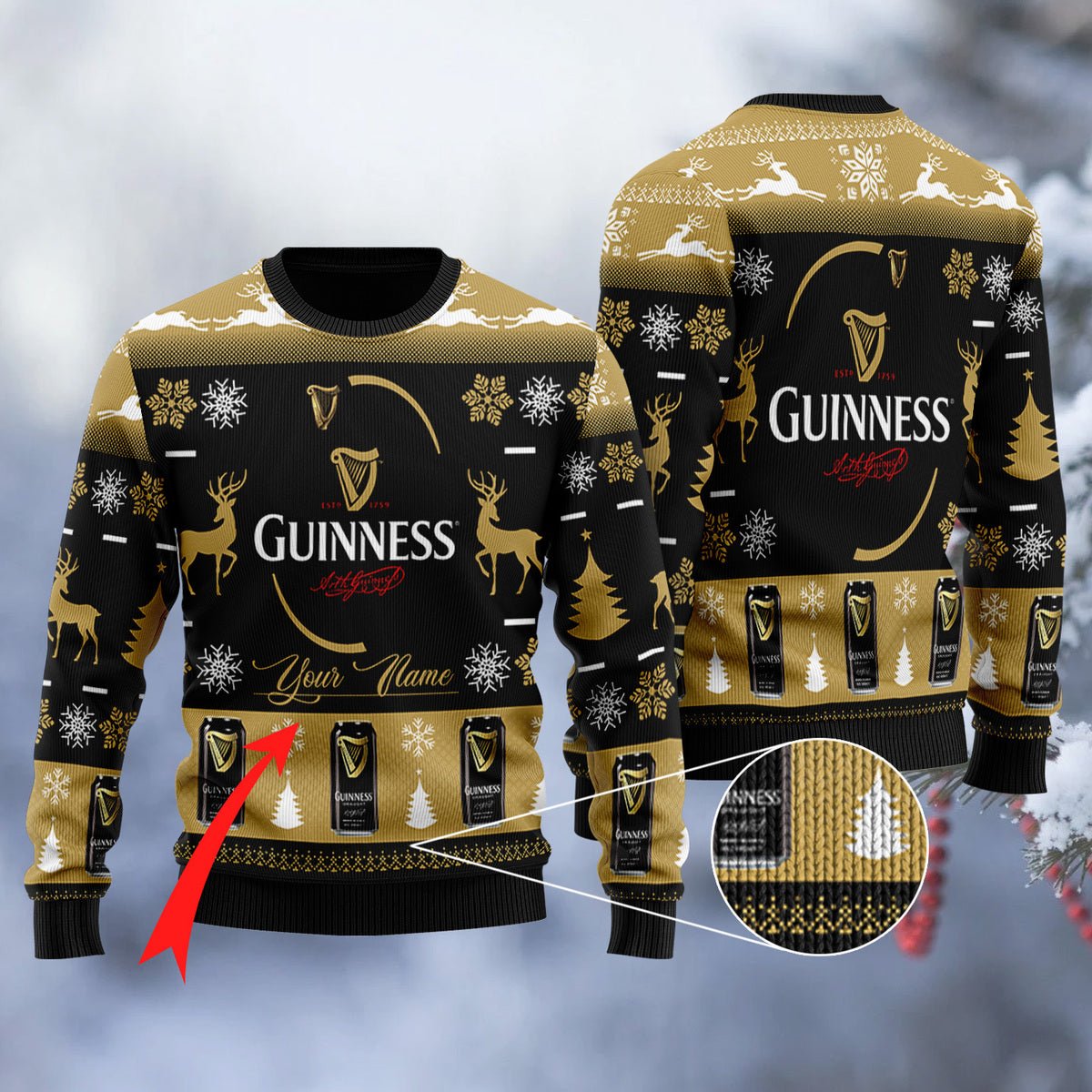 Personalized Guinness Black Ugly Sweater - WeCustomit
