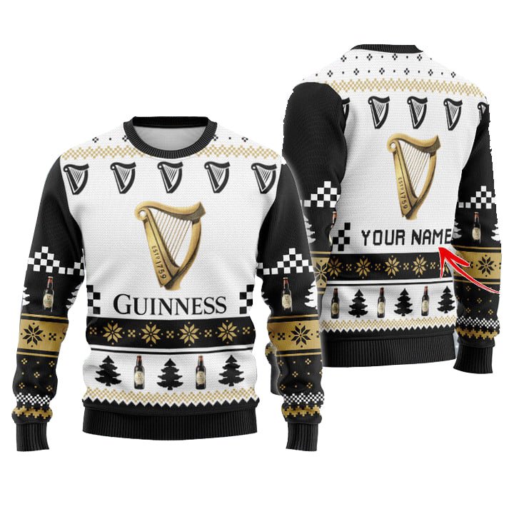 Personalized Guinness Christmas Star Ugly Sweater - WeCustomit