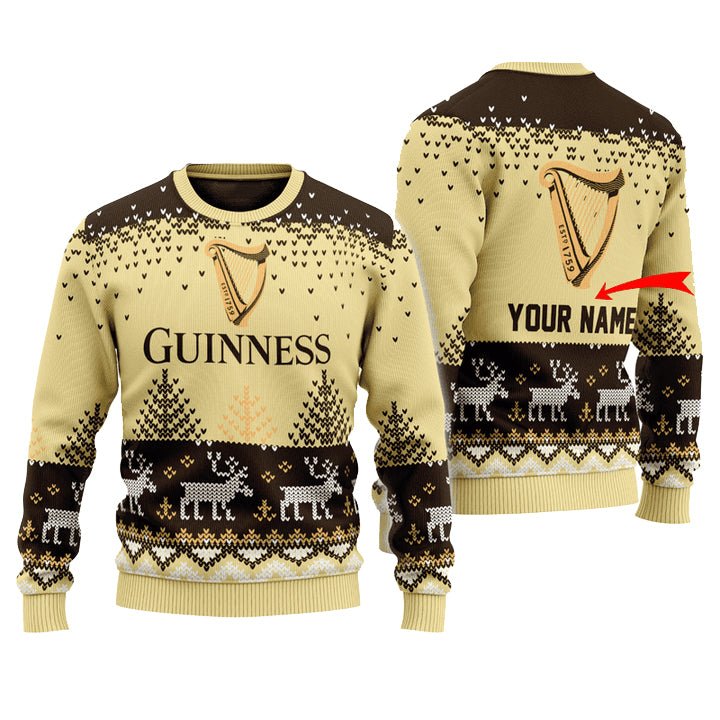 Personalized Guinness Reindeer Christmas Ugly Sweater - WeCustomit