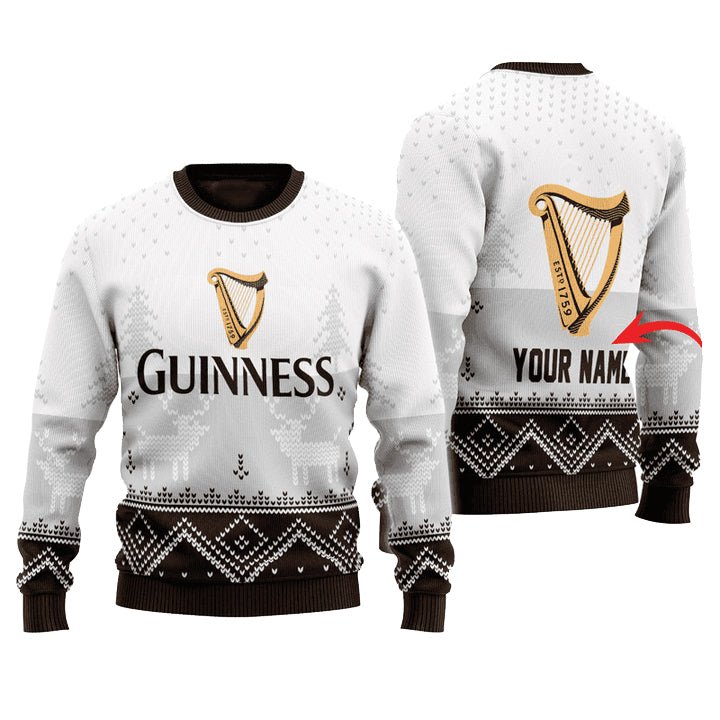 Personalized Guinness Winter Reindeer Ugly Sweater - WeCustomit