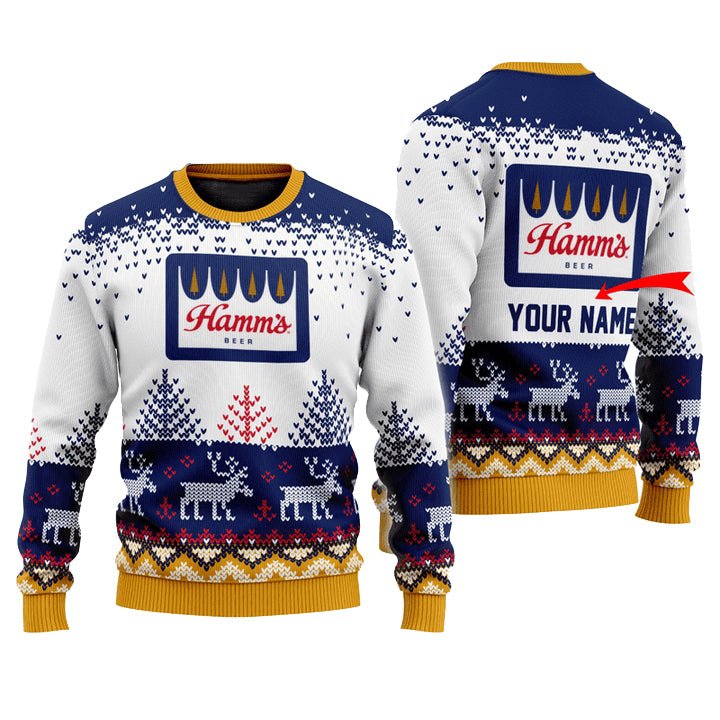 Personalized Hamm's Reindeer Christmas Ugly Sweater - WeCustomit