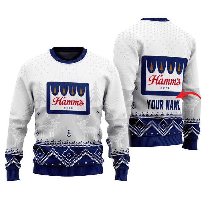 Personalized Hamm's Winter Reindeer Ugly Sweater - WeCustomit