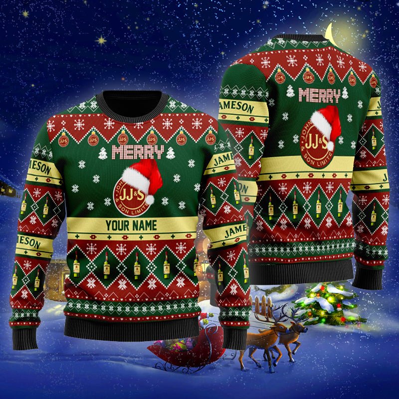 Personalized Jameson Merry Christmas Ugly Sweater - WeCustomit