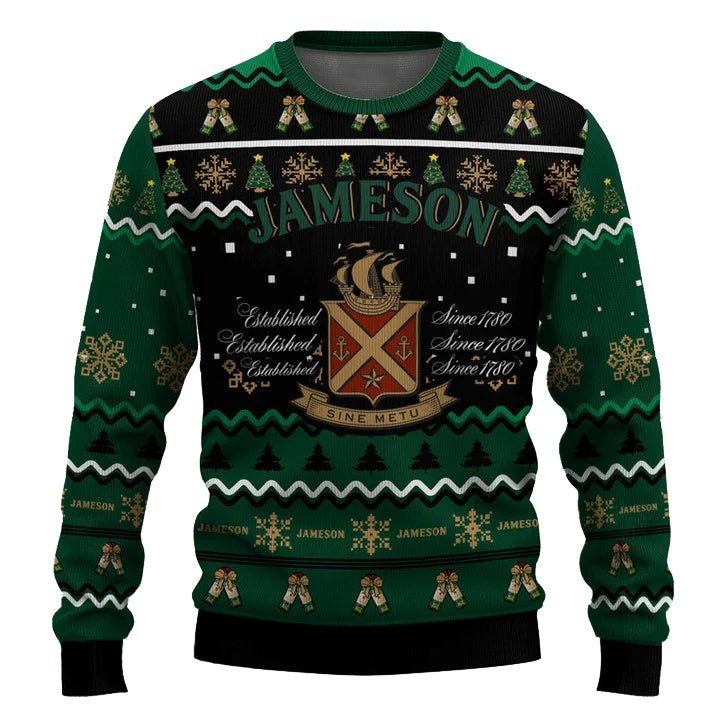 Personalized Jameson Pine Tree Snowing Christmas Ugly Sweater - WeCustomit