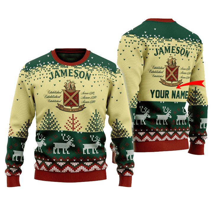 Personalized Jameson Reindeer Christmas Ugly Sweater - WeCustomit