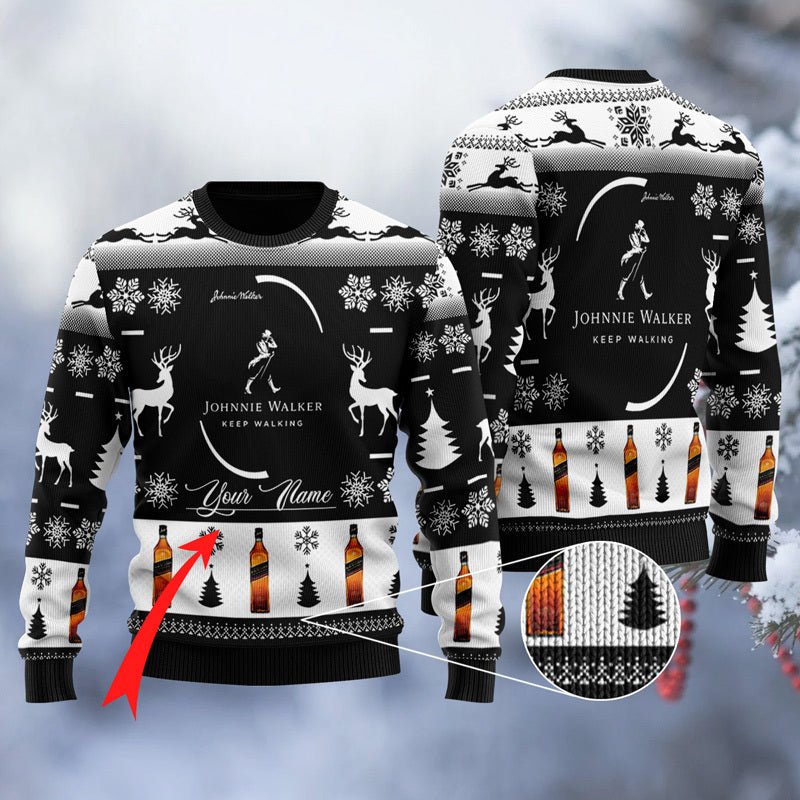 Personalized Johnnie Walker Black Ugly Sweater - WeCustomit