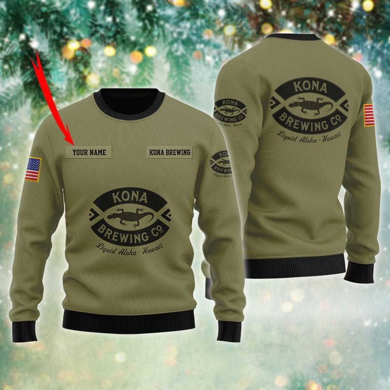 Personalized Kona Brewing USA Flag Ugly Sweater - WeCustomit