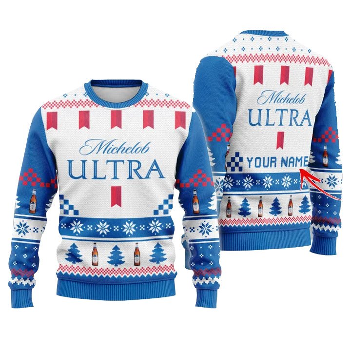 Personalized Michelob Ultra Christmas Star Ugly Sweater - WeCustomit