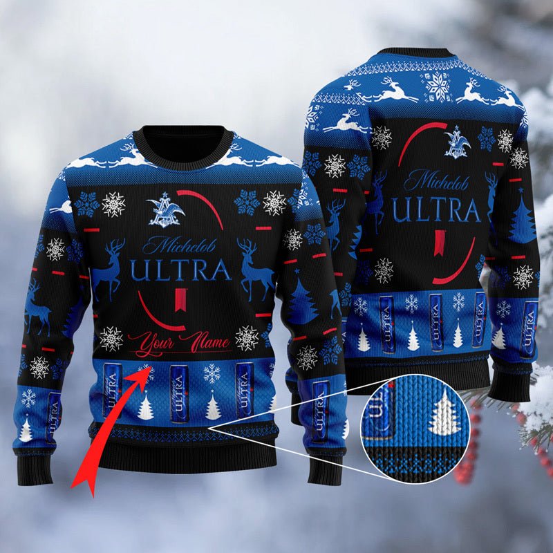 Personalized Michelob Ultra Christmas Ugly Sweater - WeCustomit