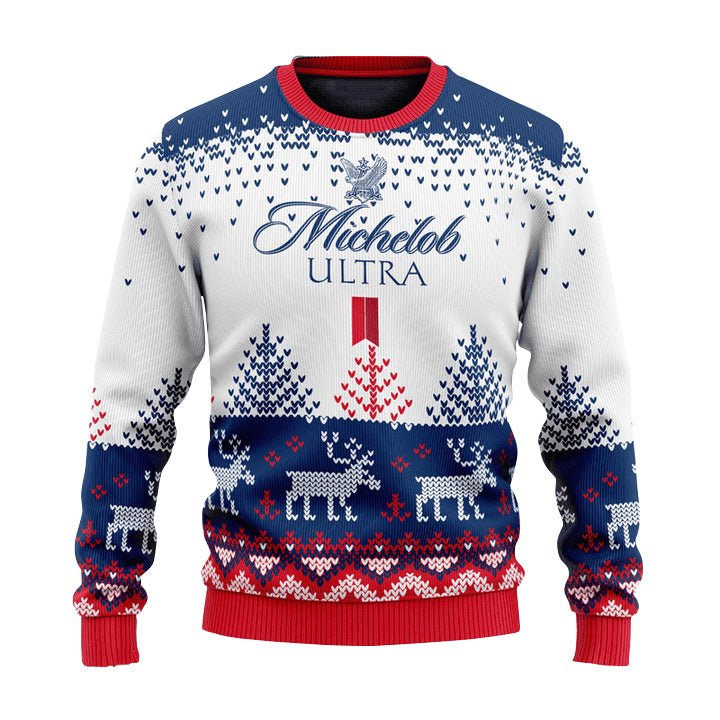 Personalized Michelob Ultra Reindeer Christmas Ugly Sweater - WeCustomit