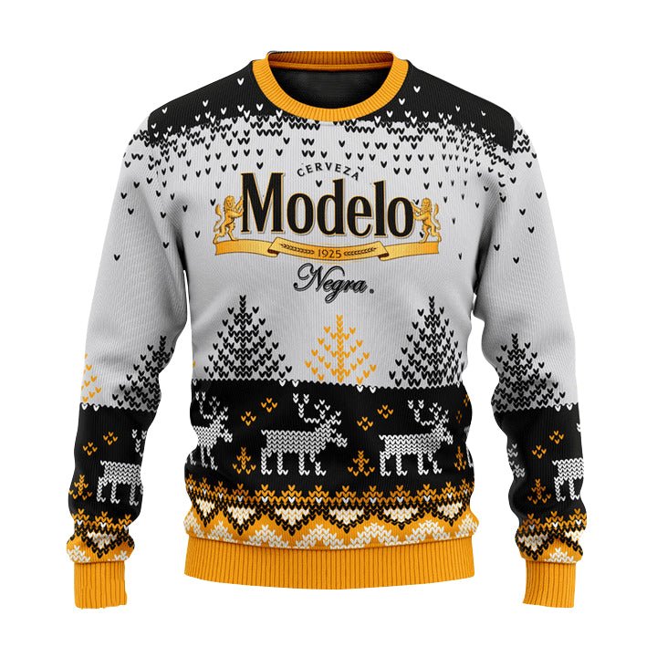Personalized Modelo Reindeer Christmas Ugly Sweater - WeCustomit