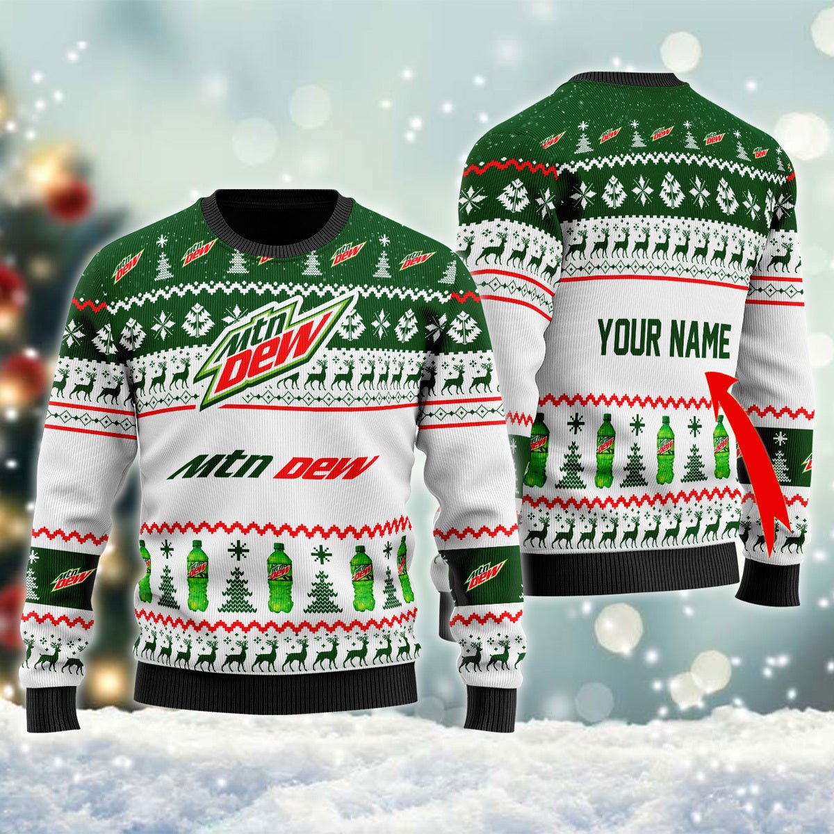 Personalized Mountain Dew Christmas Ugly Sweater - WeCustomit