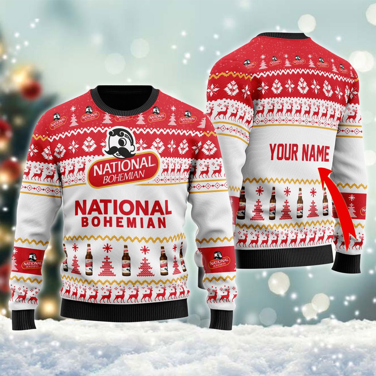 Personalized National Bohemian Christmas Ugly Sweater - WeCustomit