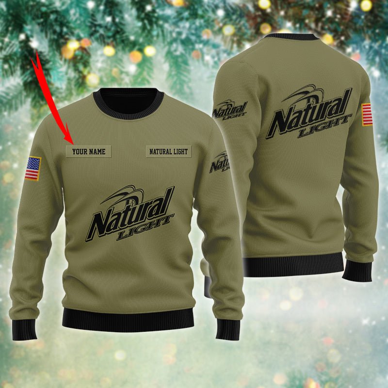 Personalized Natural Light USA Flag Ugly Sweater - WeCustomit