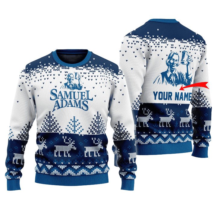 Personalized Samuel Adams Reindeer Christmas Ugly Sweater - WeCustomit
