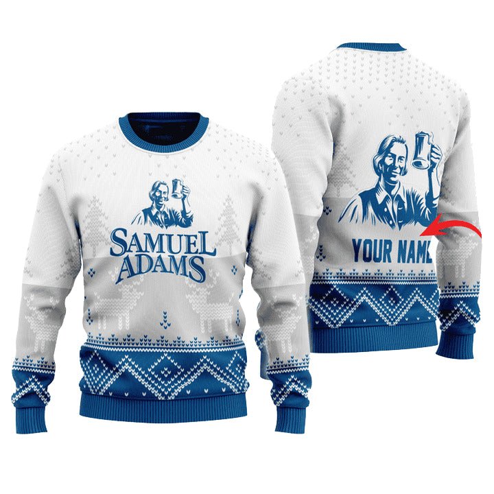 Personalized Samuel Adams Winter Reindeer Ugly Sweater - WeCustomit